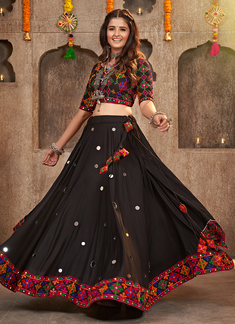 Lehenga choli with top mirror work